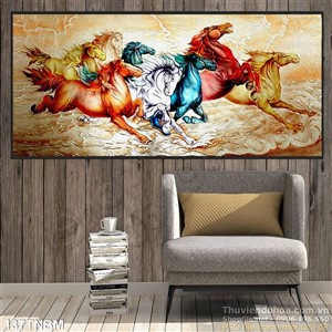 Tranh Bát Mã Psd trang trí tường đẹp