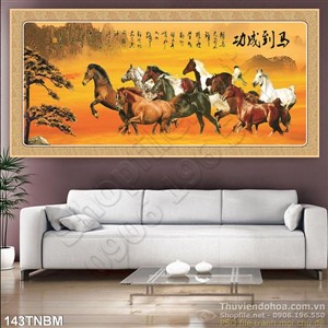 Tranh Bát Mã Psd kim tiền nghệ thuật