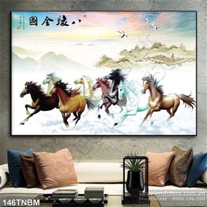 Tranh Bát Mã Psd phong thủy đẹp