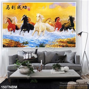 Tranh Bát Mã Psd kim tiền