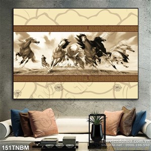 Tranh Bát Mã Psd thư pháp treo tường nghệ thuật