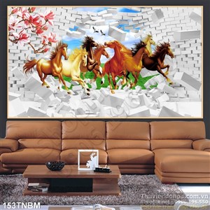 Tranh Bát Mã Psd nghệ thuật trang trí phòng khách