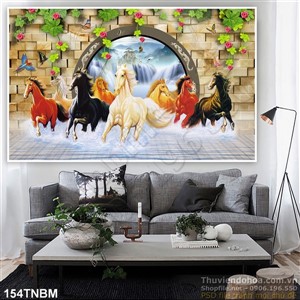 Tranh Bát Mã Psd nghệ thuật treo tường đẹp