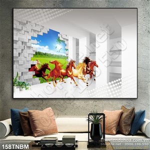 Tranh Bát Mã Psd trang trí phòng khách