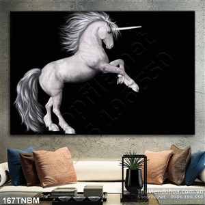 Tranh Ngựa Psd ngựa trắng treo tường