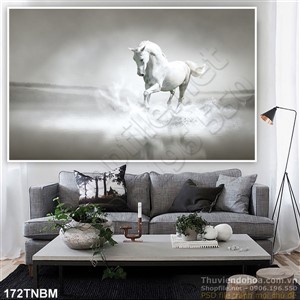 Tranh Ngựa Psd bạch mã trang trí