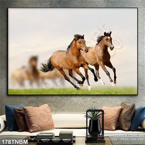 Tranh Ngựa Psd song mã đẹp