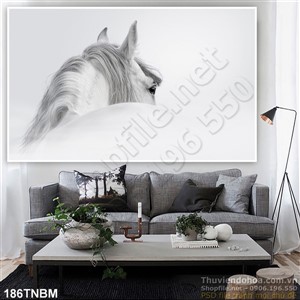 Tranh Ngựa Psd bạch mã treo tường phòng ngủ