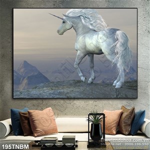 Tranh Ngựa Psd kỳ lân trên núi
