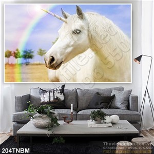 Tranh Ngựa Psd ngựa và cầu vồng