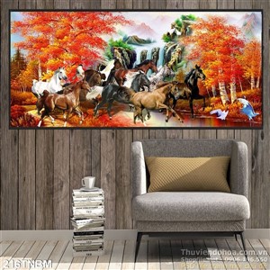 Tranh Bát Mã Psd mùa thu treo tường đẹp