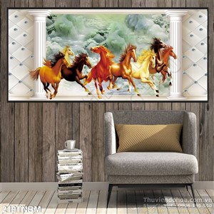 Tranh Bát Mã Psd giả ngọc phong thủy