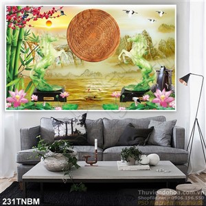 Tranh mã đáo thành công psd nghệ thuật