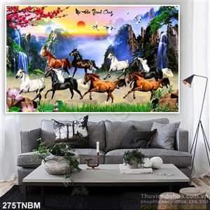 Tranh Bát Mã psd và cảnh bình minh
