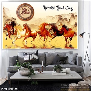 Tranh Bát Mã psd trang trí phòng khách