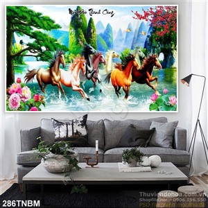 Tranh Ngựa phong thủy psd nghệ thuật