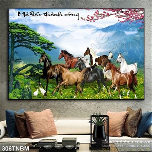 Tranh Bát Mã psd mã đáo thành công đẹp