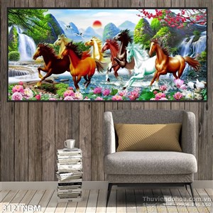 Tranh Ngựa trang trí phòng khách đẹp