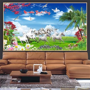 Tranh Ngựa psd bạch mã đẹp