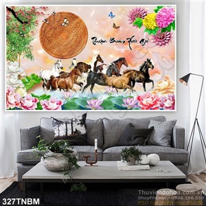 Tranh Bát Mã nghệ thuật treo phòng khách