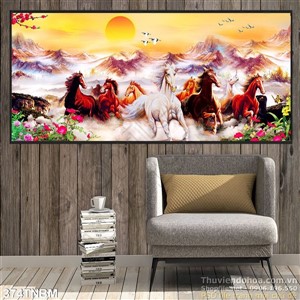 Tranh Bát Mã thư pháp treo tường