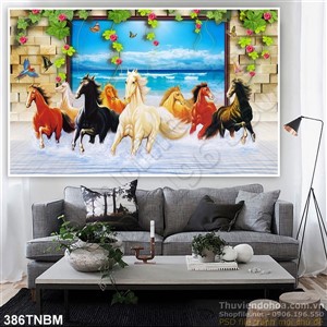 Tranh dán tường nghệ thuật psd Bát Mã