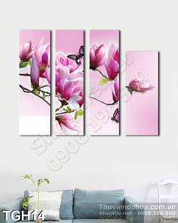 Tranh ghép hoa Đại teo tường phòng thủy