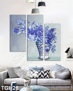 Tranh ghép hoa bình cổ trang trí