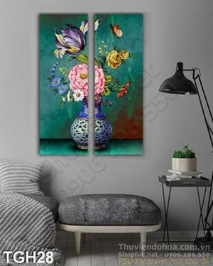 Tranh ghép hoa sơn dầu treo tường đẹp