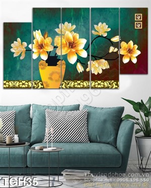 Tranh ghép hoa sứ sơn dầu đẹp