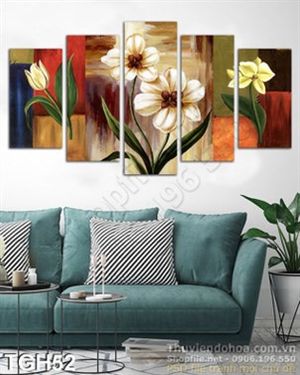 Tranh ghép hoa tulip sơn dầu