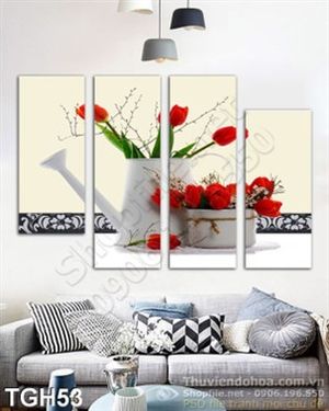 Tranh ghép hoa tulip đỏ