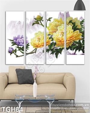 Tranh ghép hoa mẫu đơn trang trí