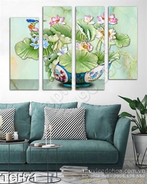 Tranh ghép hoa Sen giả ngọc đẹp