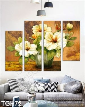 Tranh ghép hoa sơn dầu trang trí