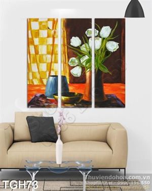 Tranh ghép hoa tulip sơn dầu
