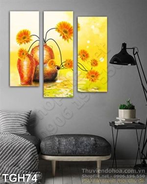 Tranh ghép hoa đồng tiền vàng