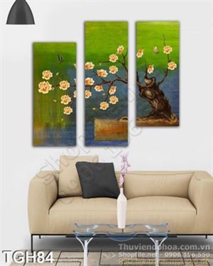 Tranh ghép hoa sơn dầu treo tường phòng khách