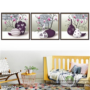 Tranh ghép bình  hoa in UV chất lượng cao