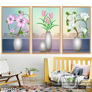 Tranh ghép bình hoa vector chất liệu UV