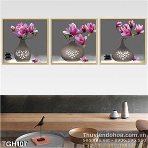 Tranh ghép hoa trang trí phòng khách sang trọng