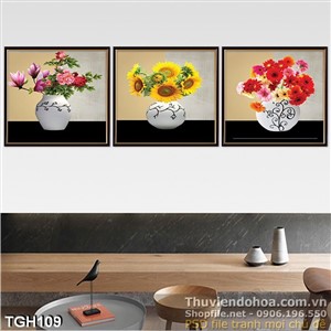 Tranh ghép hoa lan hoa hướng dương hoa cúc đẹp