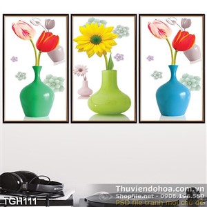 Tranh ghép hoa tulip và hoa hướng dương