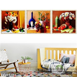 Tranh ghép hoa sơn dầu decor