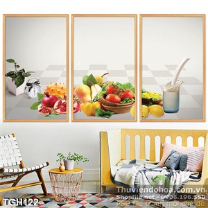 Tranh ghép trái cây đẹp mắt cho phòng ăn 3d