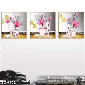 Tranh ghép hoa bộ 3 tấm bắt mắt file psd