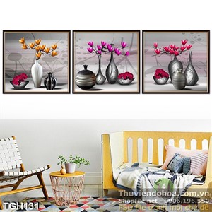 Tranh ghép psd trang trí phòng khách bình hoa