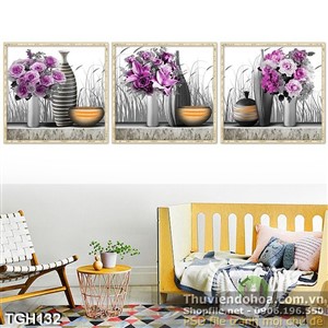 Tranh ghép in uv bình hoa nghệ thuật