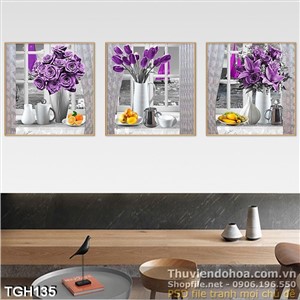 Tranh ghép hoa màu ấn tượng psd