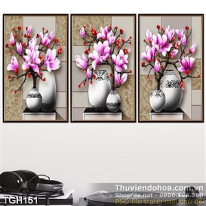 Tranh ghép hoa nghệ thuật sang trọng ấn tượng 3d